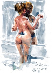 acquerelli water color venus venere la nascira di venere stella ehinar (4)      